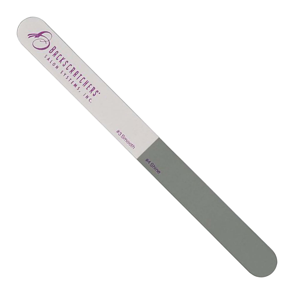 Backscratchers 2+2 file and buffer front view shows double-sided design for shine and shaping