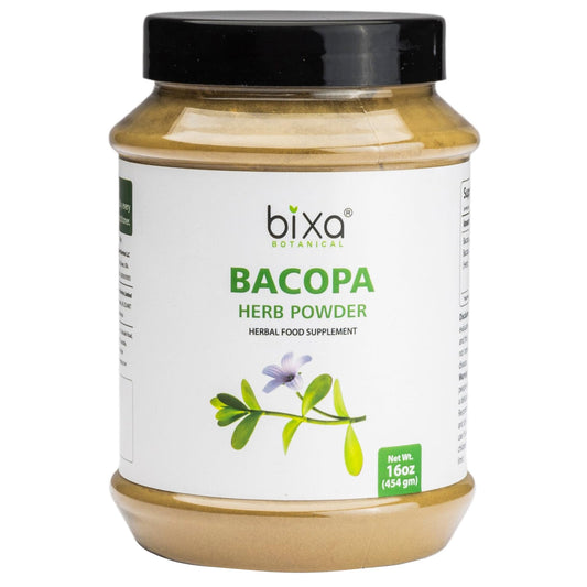 Bacopa Monnieri (Brahmi) leaves powder 1 lb packaging by Bixa Botanical