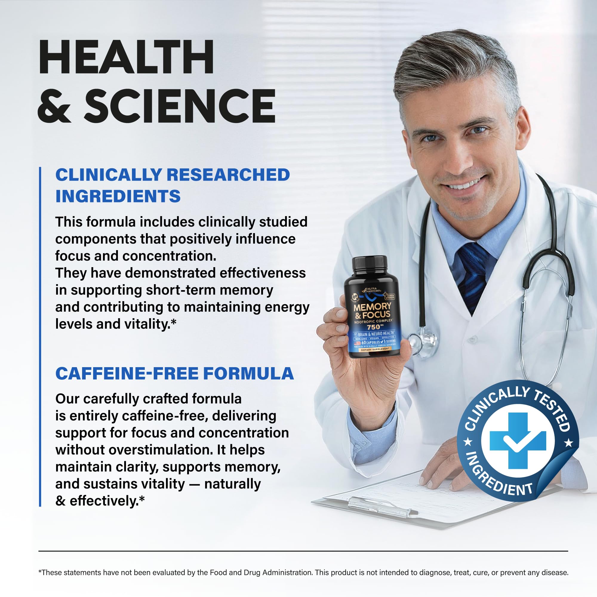 Bacopa Monnieri, Ginkgo Biloba, Alpha GPC illustration on label