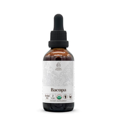 Bottle of Bacopa USDA Organic tincture with label in focus