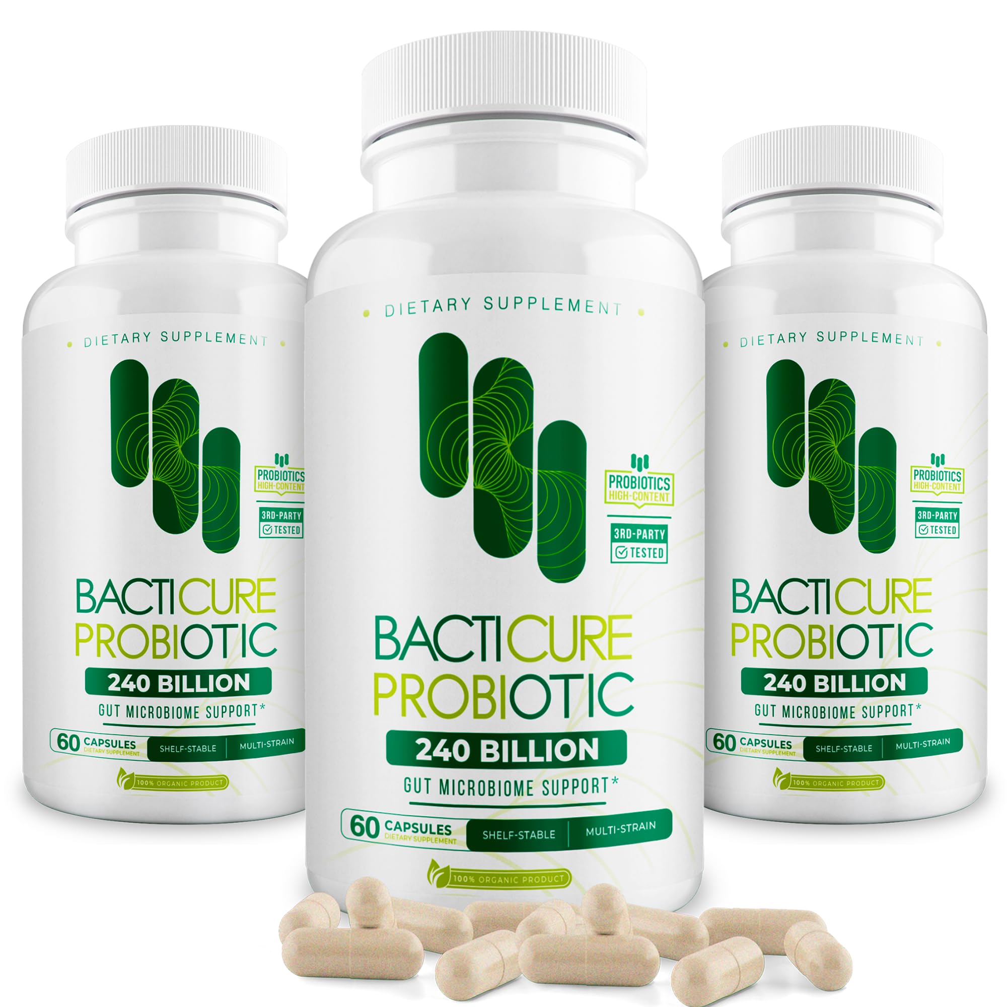 Bacticure Probiotic 180 capsules bottle label