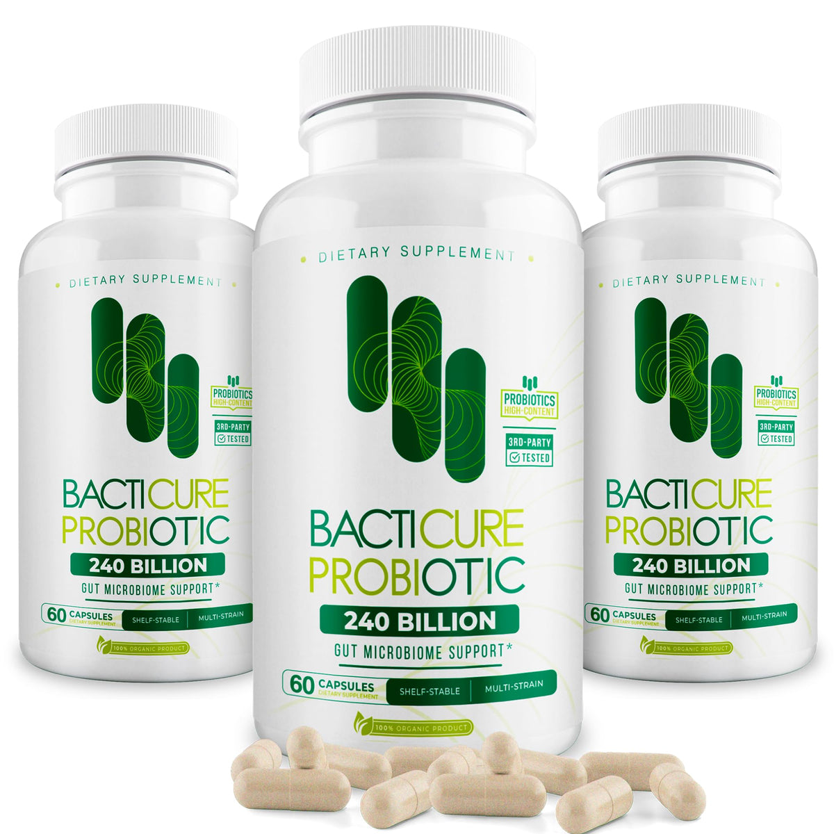 Bacticure Probiotic 180 capsules bottle label