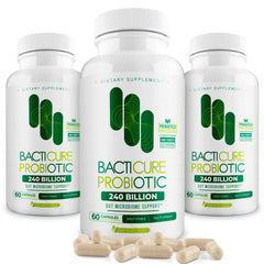 Bacticure Probiotic 180 capsules bottle label