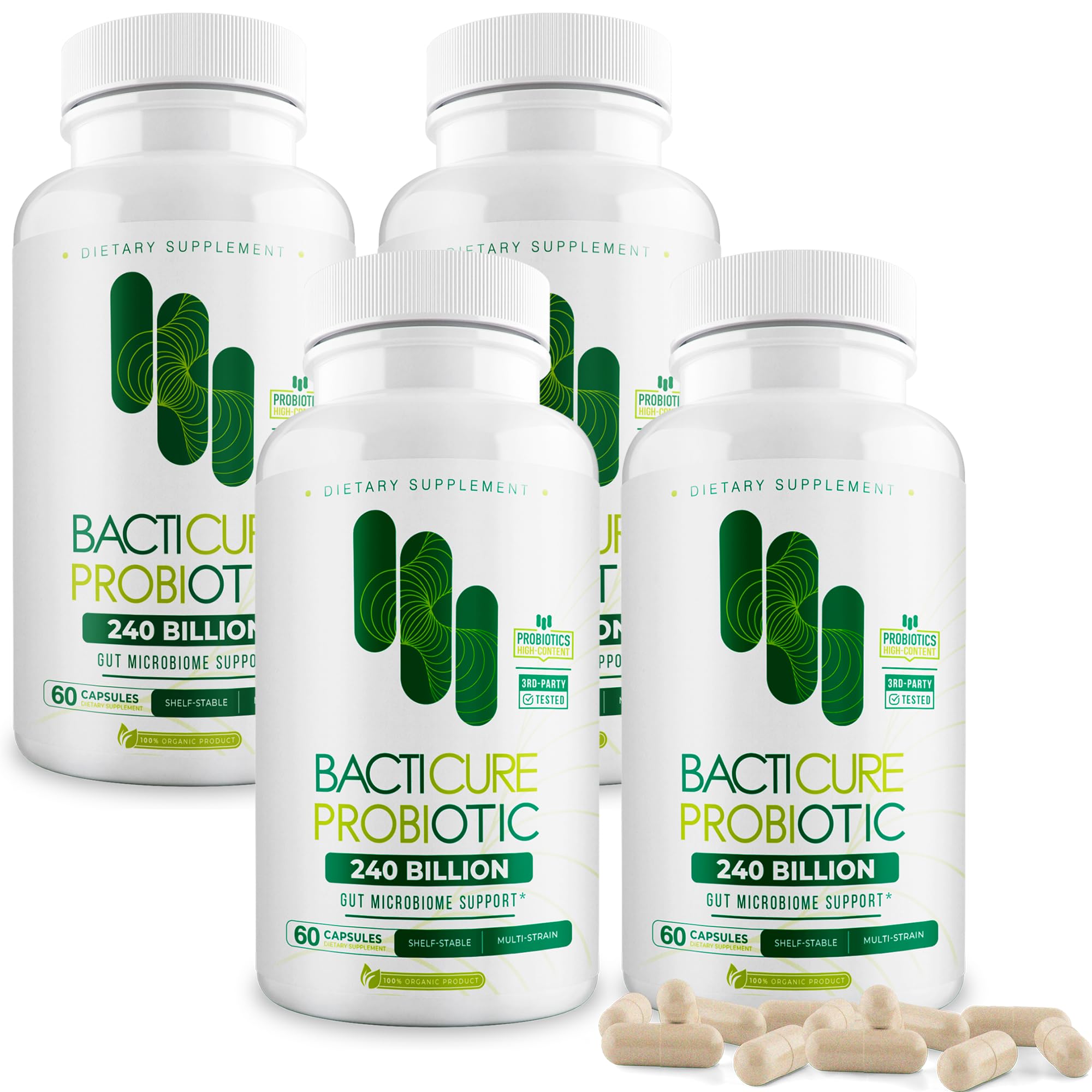 Bottle of Bacticure Probiotic 240 Capsules