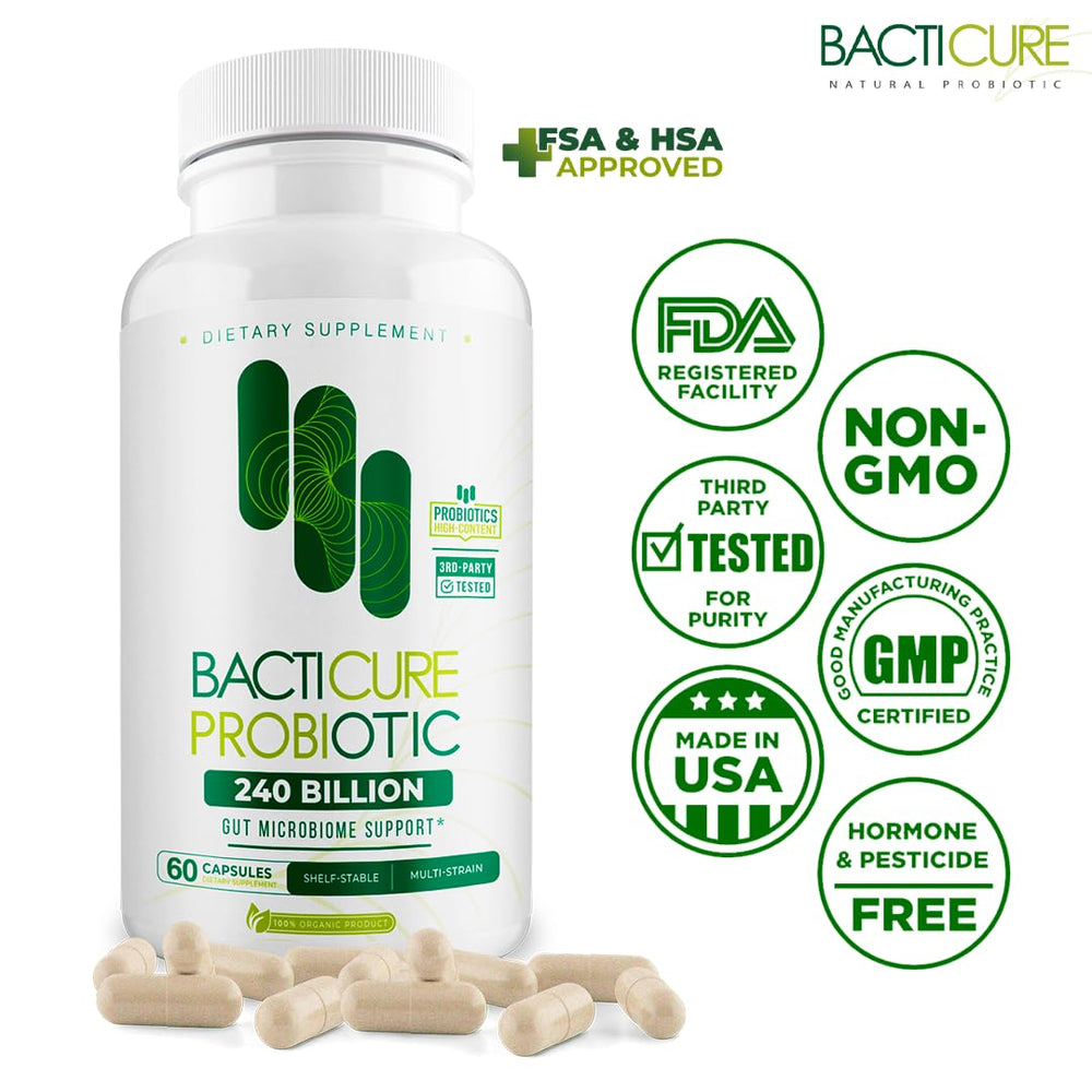 Digestive enzymes and prebiotics included in Bacticure Probiotic