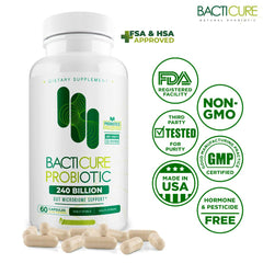 Digestive enzymes and prebiotics included in Bacticure Probiotic