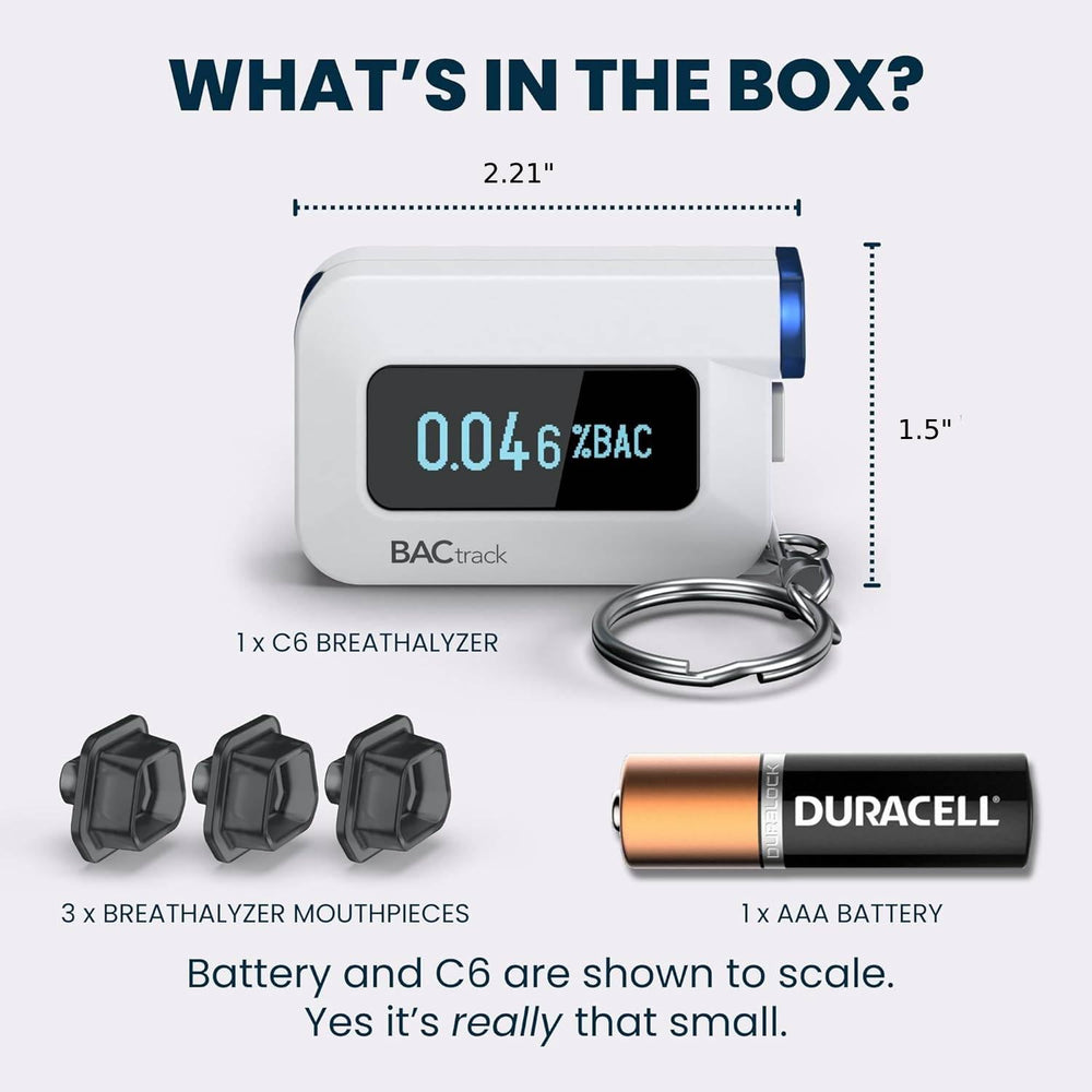 BACtrack C6 packaging and one-year warranty information
