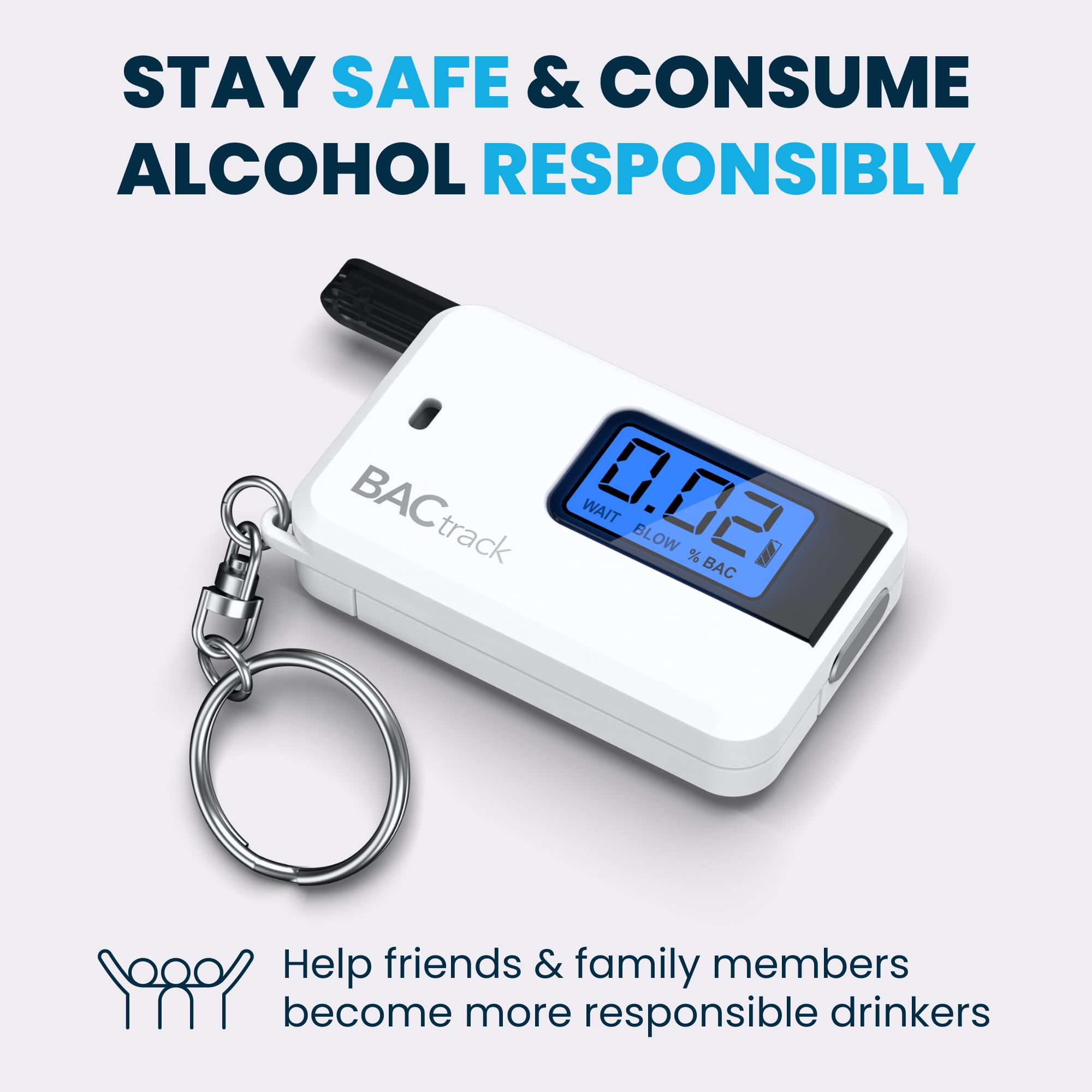 Fold-out mouthpiece on BACtrack Go Keychain Breathalyzer White