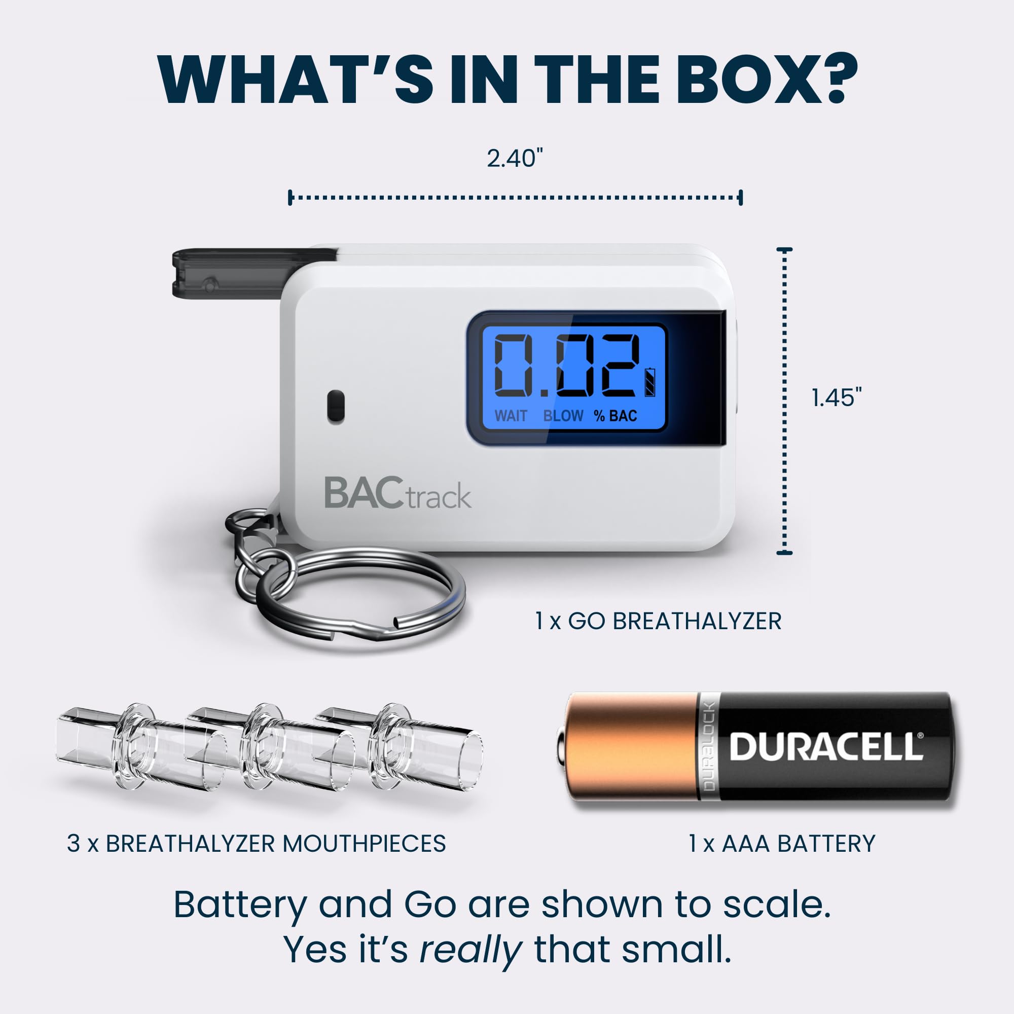 Packaging for BACtrack Go Keychain Breathalyzer White