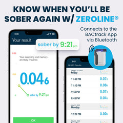 BACtrack app displaying a live BAC reading on screen