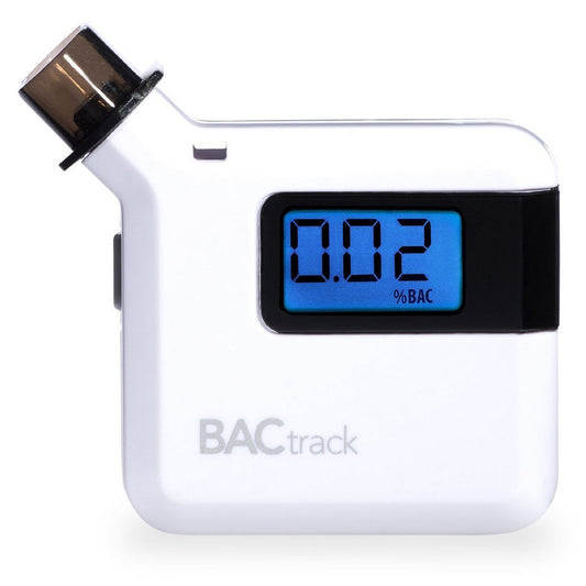 BACtrack S35 portable breathalyzer with Caribbean blue LCD display