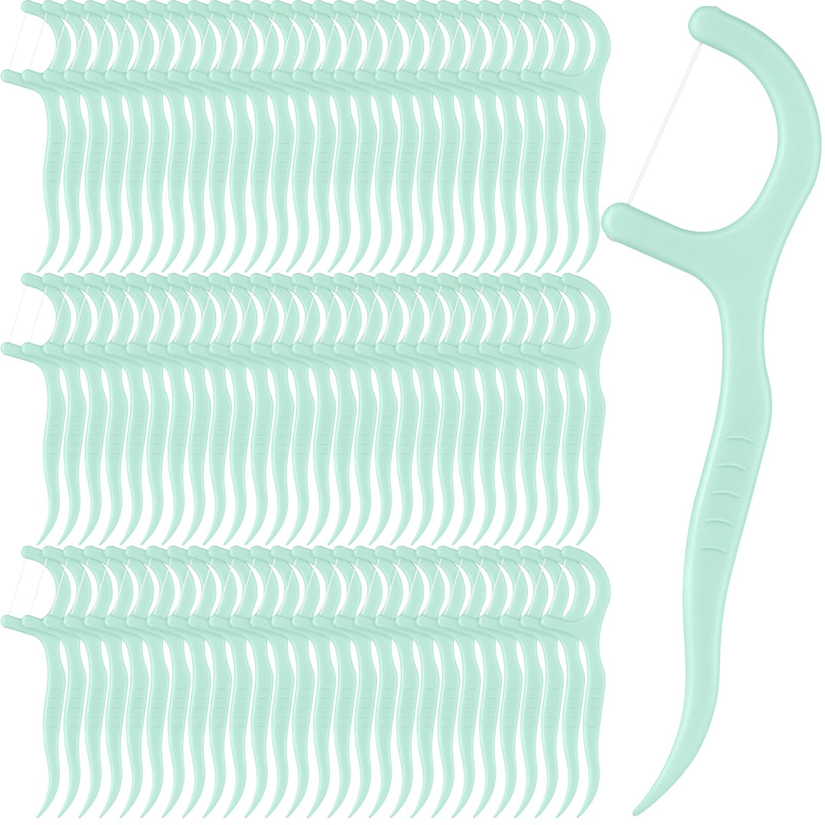 Bulk Baderke floss picks 200 count in light green packaging