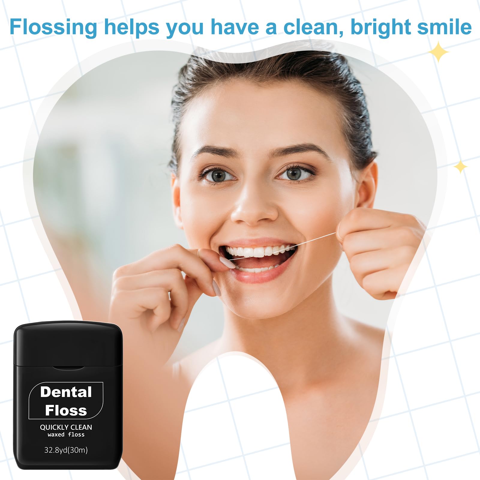 Wide cleaning surface waxed floss for sensitive gums