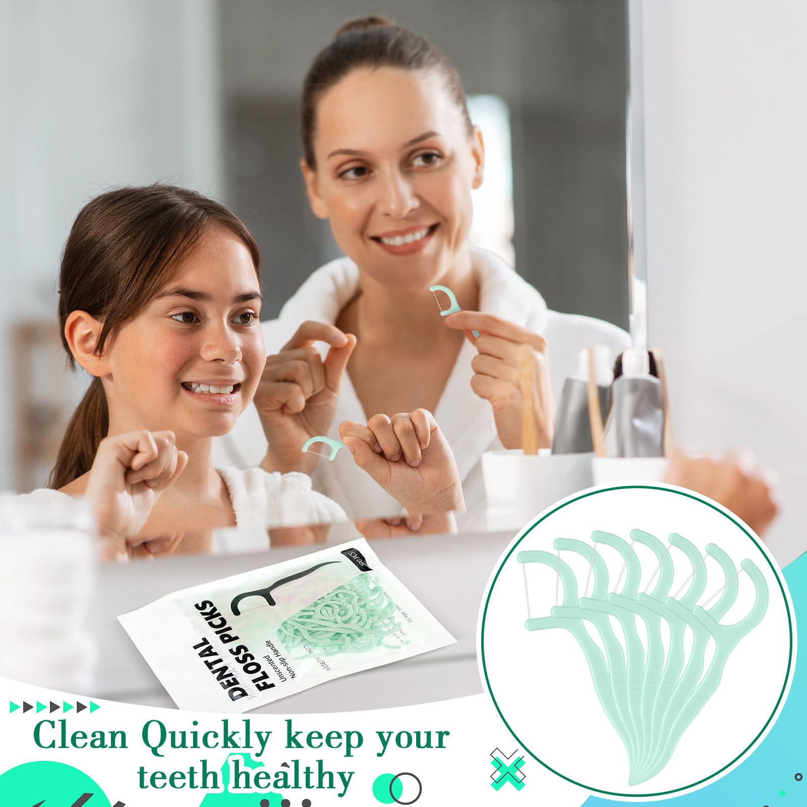 Quality plastic handle and tough round floss material
