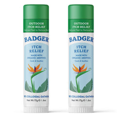 Badger Bug Bite Itch Relief Stick application shows fast soothing relief after bites.