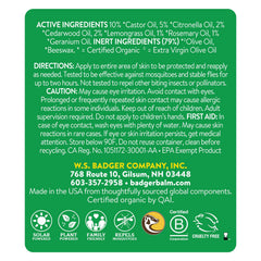 Badger Bug Repellent Stick close-up highlights citronella and lemongrass ingredients.