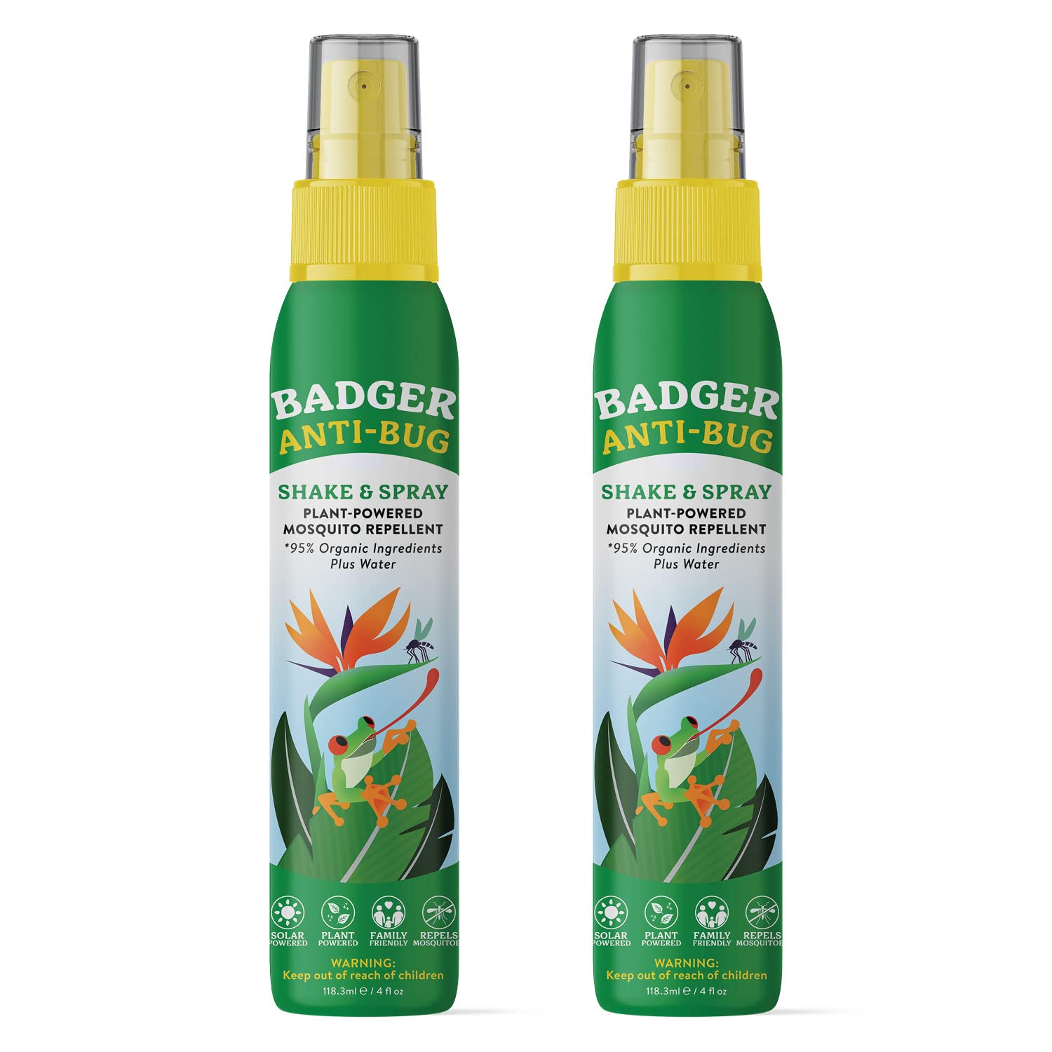 Badger Bug Spray bottle closeup showing rugged, leak-proof design for easy outdoor carry.