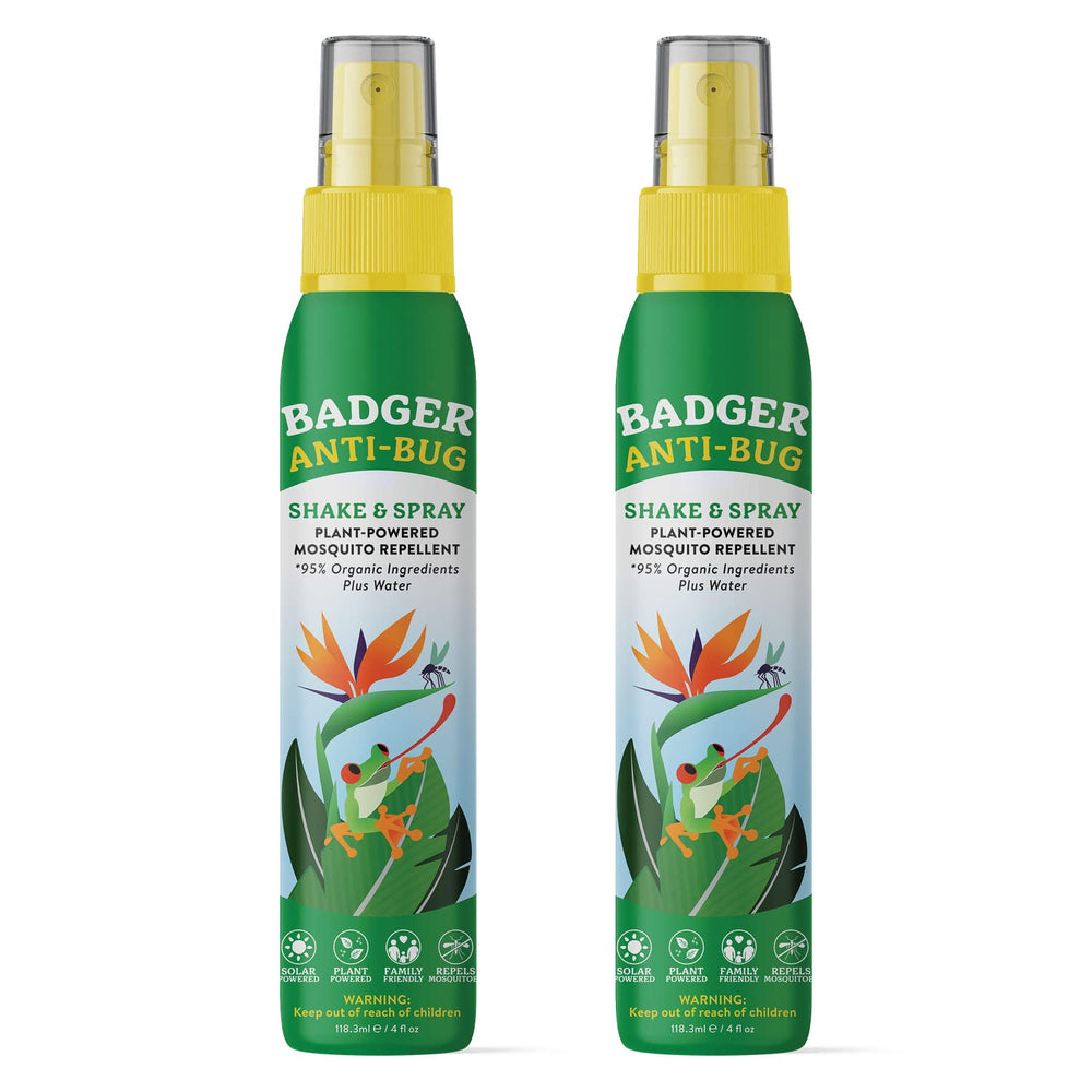 Badger Bug Spray bottle closeup showing rugged, leak-proof design for easy outdoor carry.