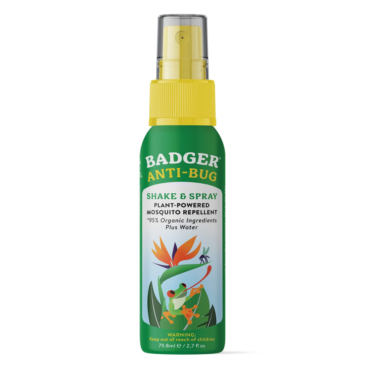 Badger Bug Spray travel-size bottle demonstrates portable, chemical-free insect protection.