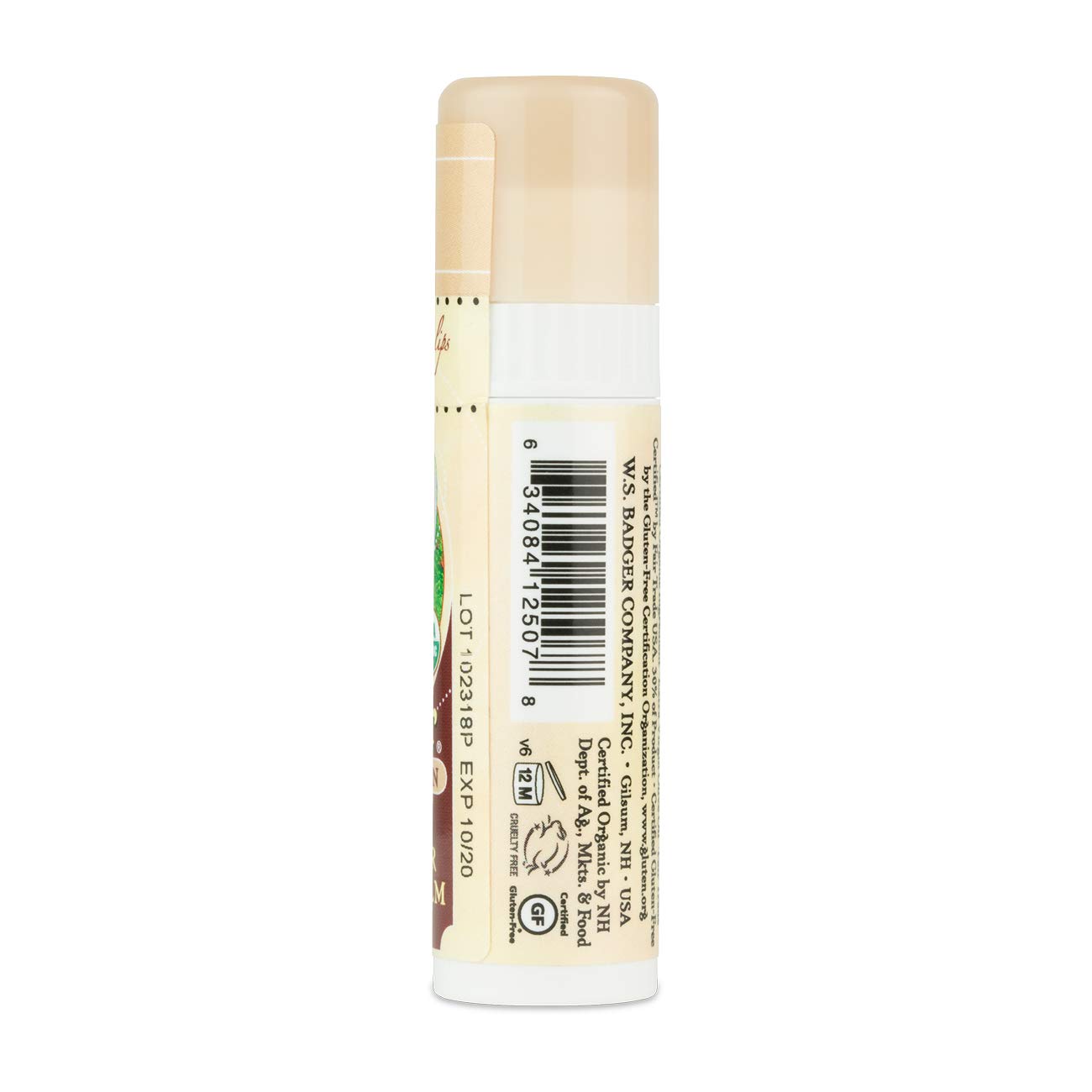Close-up of texture showing creamy cocoa balm finish