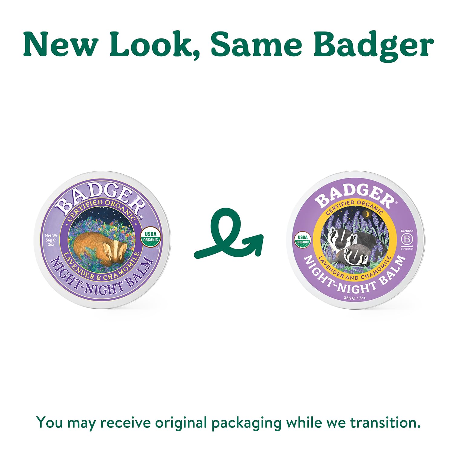 Badger Night Night Balm application, rub on wrists or temples to ease bedtime wind-down