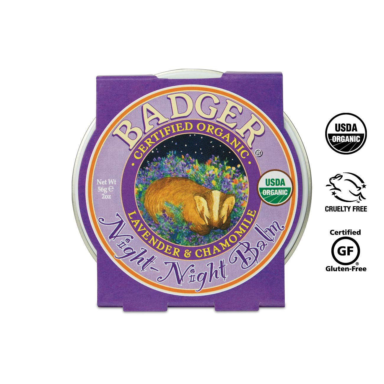 Badger Night Night Balm close-up texture, creamy aromatic spread for bedtime care