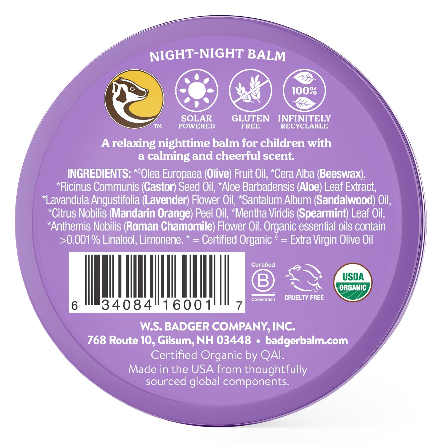 Badger Night Night Balm tin open, creamy texture ideal for quick bedtime application