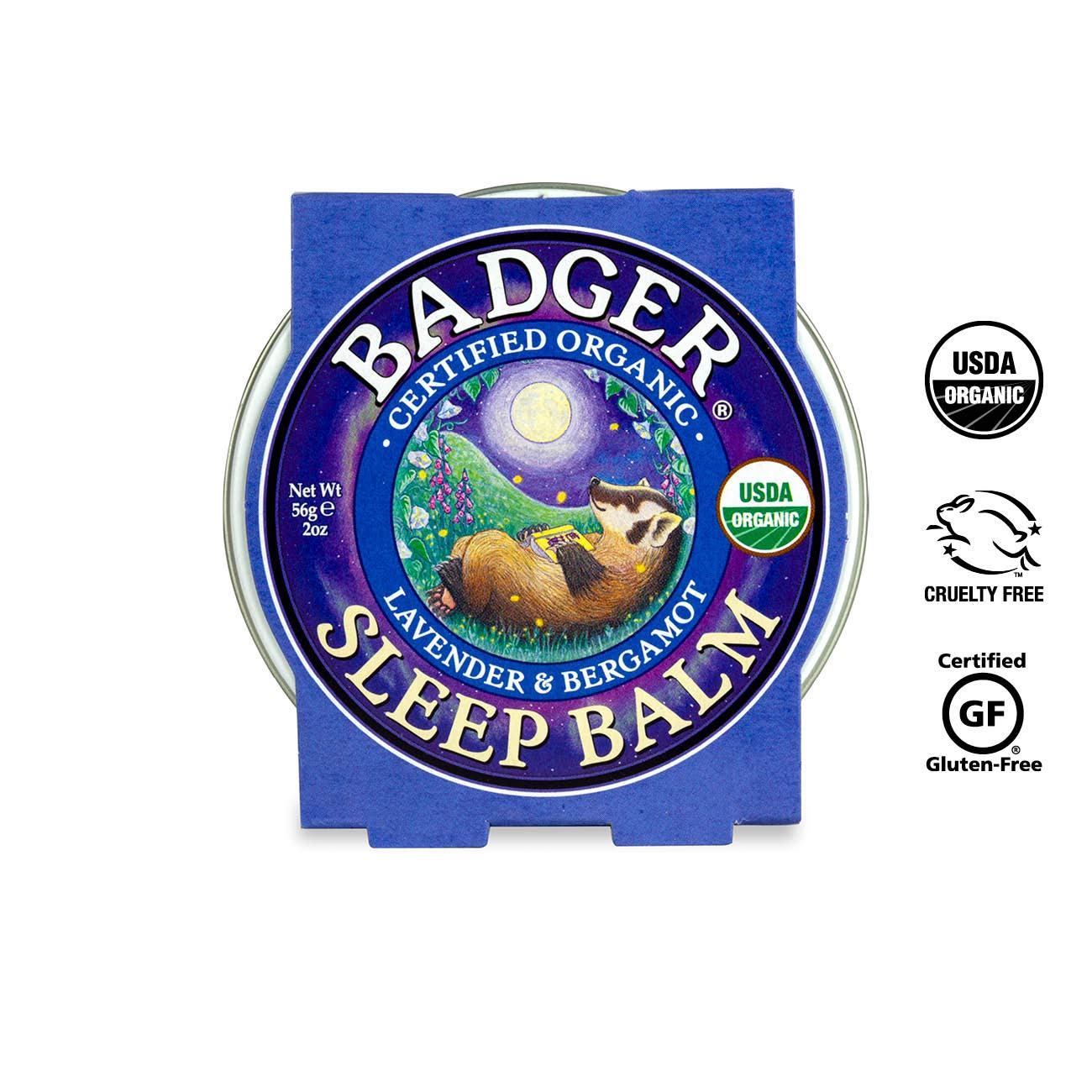 Badger Sleep Balm application-sites on lips, chest, temples, or hands.