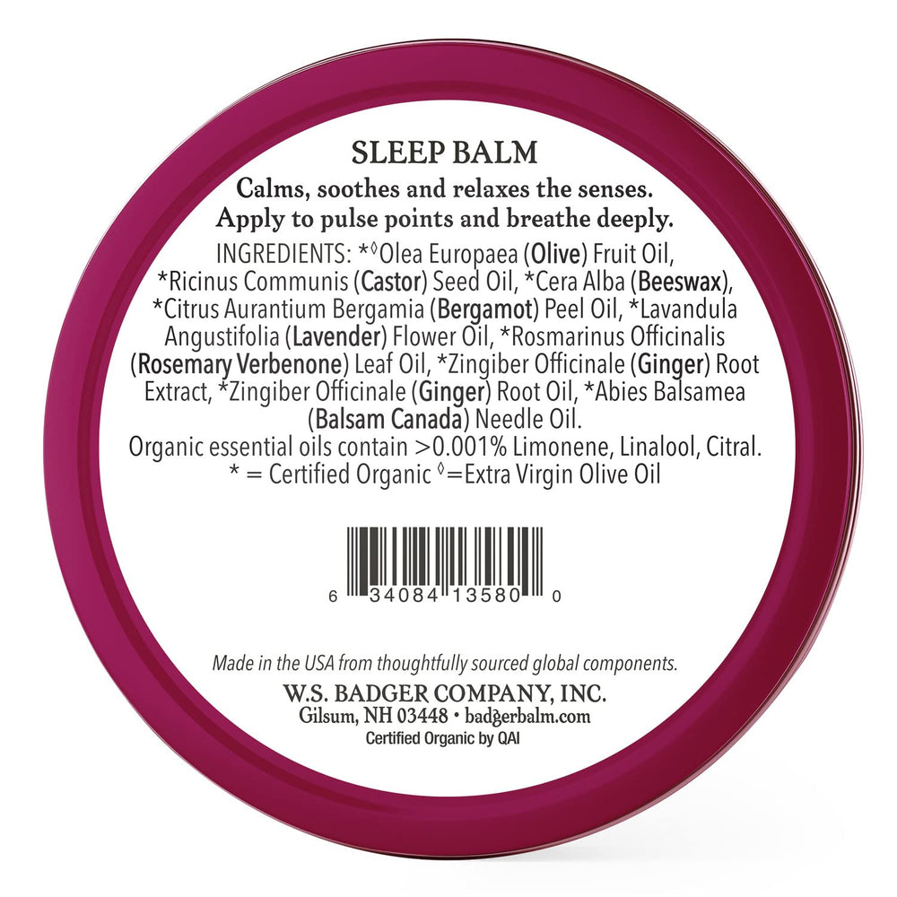 Badger Sleep Balm organic certification badge, showcasing pure ingredients.