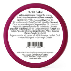 Badger Sleep Balm organic certification badge, showcasing pure ingredients.