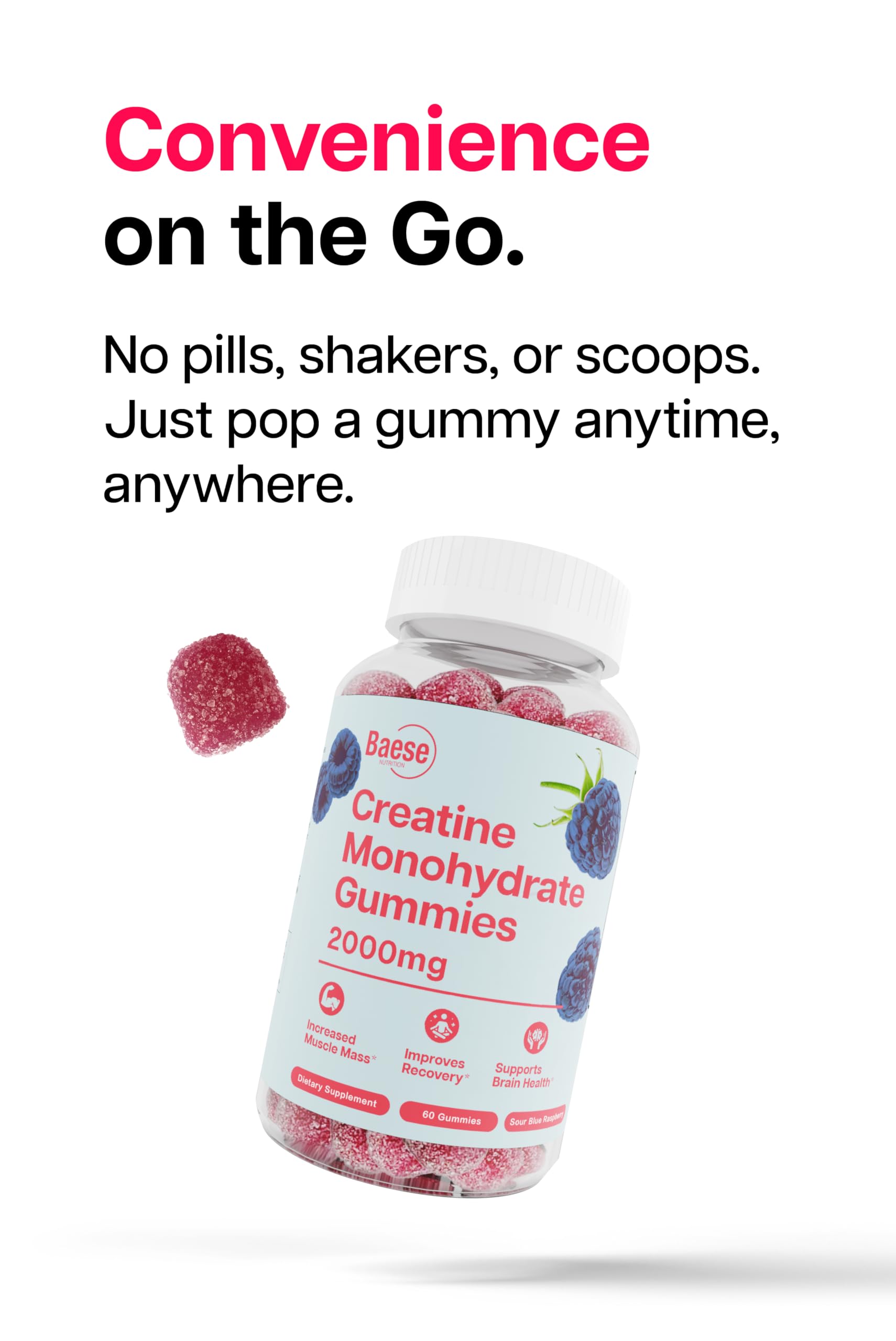 Pre-workout ready-to-go Baese Creatine Monohydrate Gummies in hand