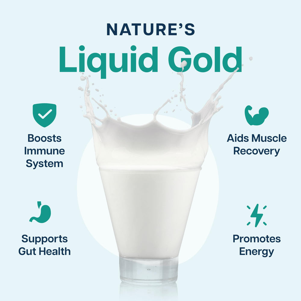 Close-up of unflavored colostrum powder in scoop