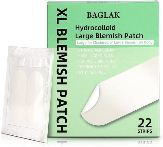 BAGLAK XL patches close-up highlighting hydrocolloid layer for larger blemishes.