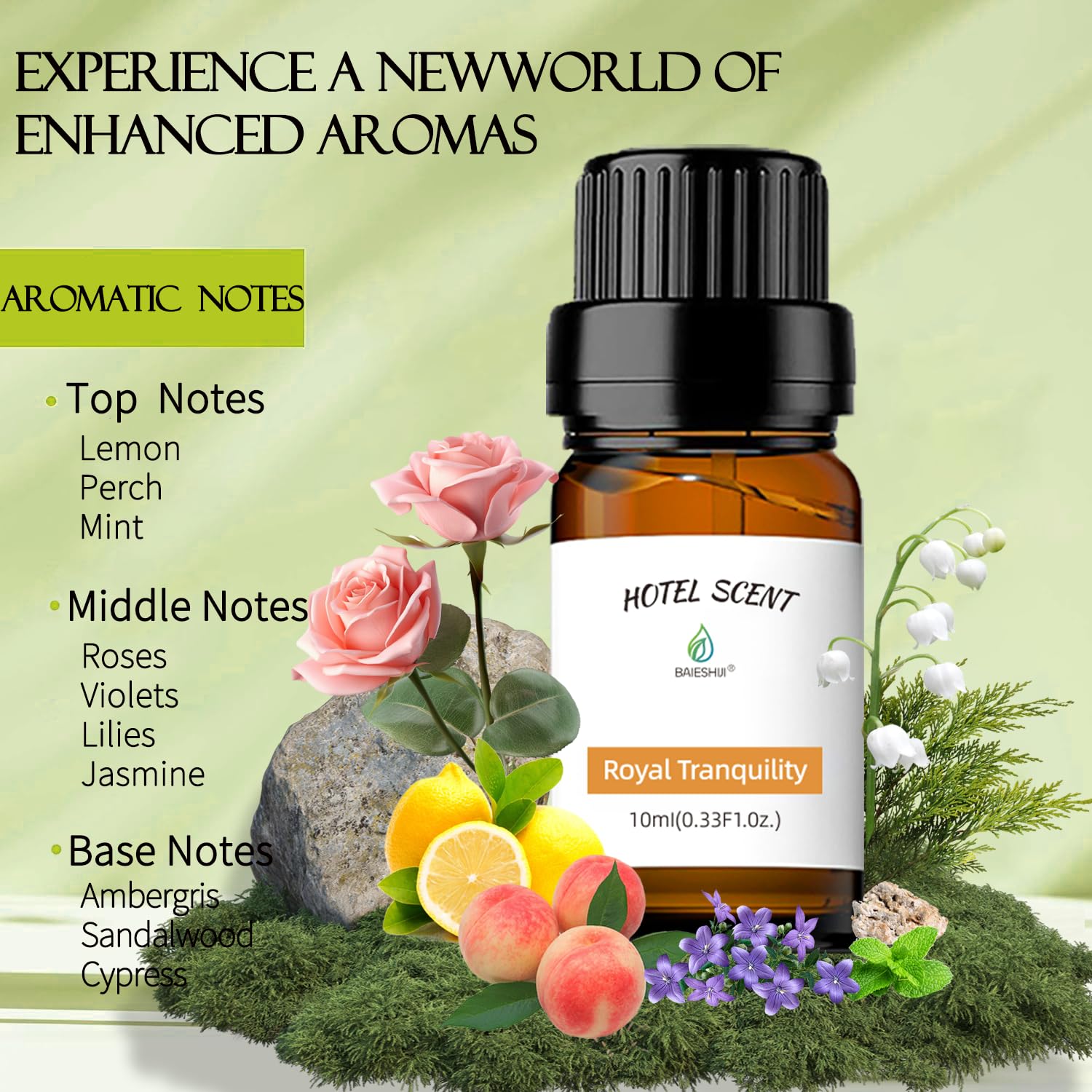 BAIESHIJI hotel-inspired diffuser oil amber bottle adds luxurious scent to any room.