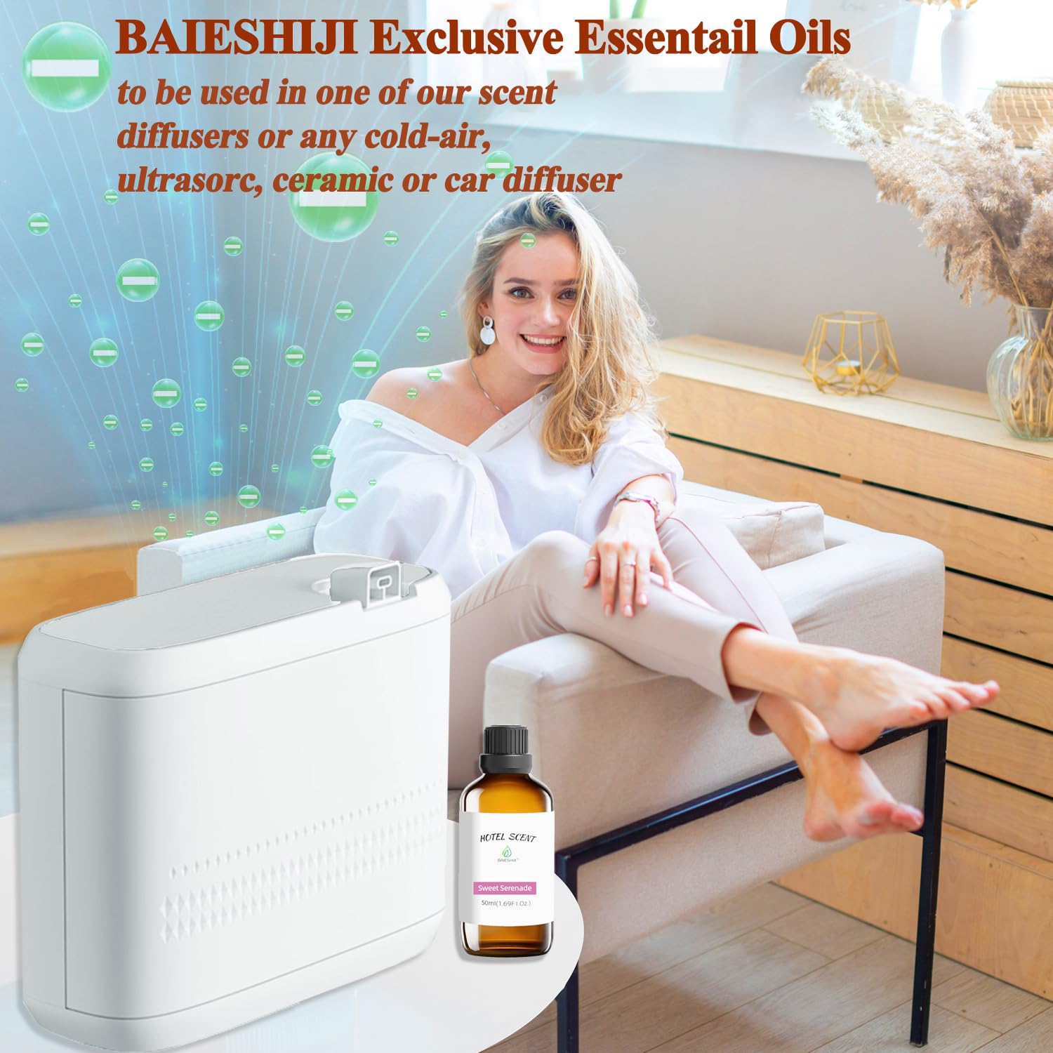 BAIESHIJI pure-essential-oil-blend highlights clean ingredients for enduring fragrance.