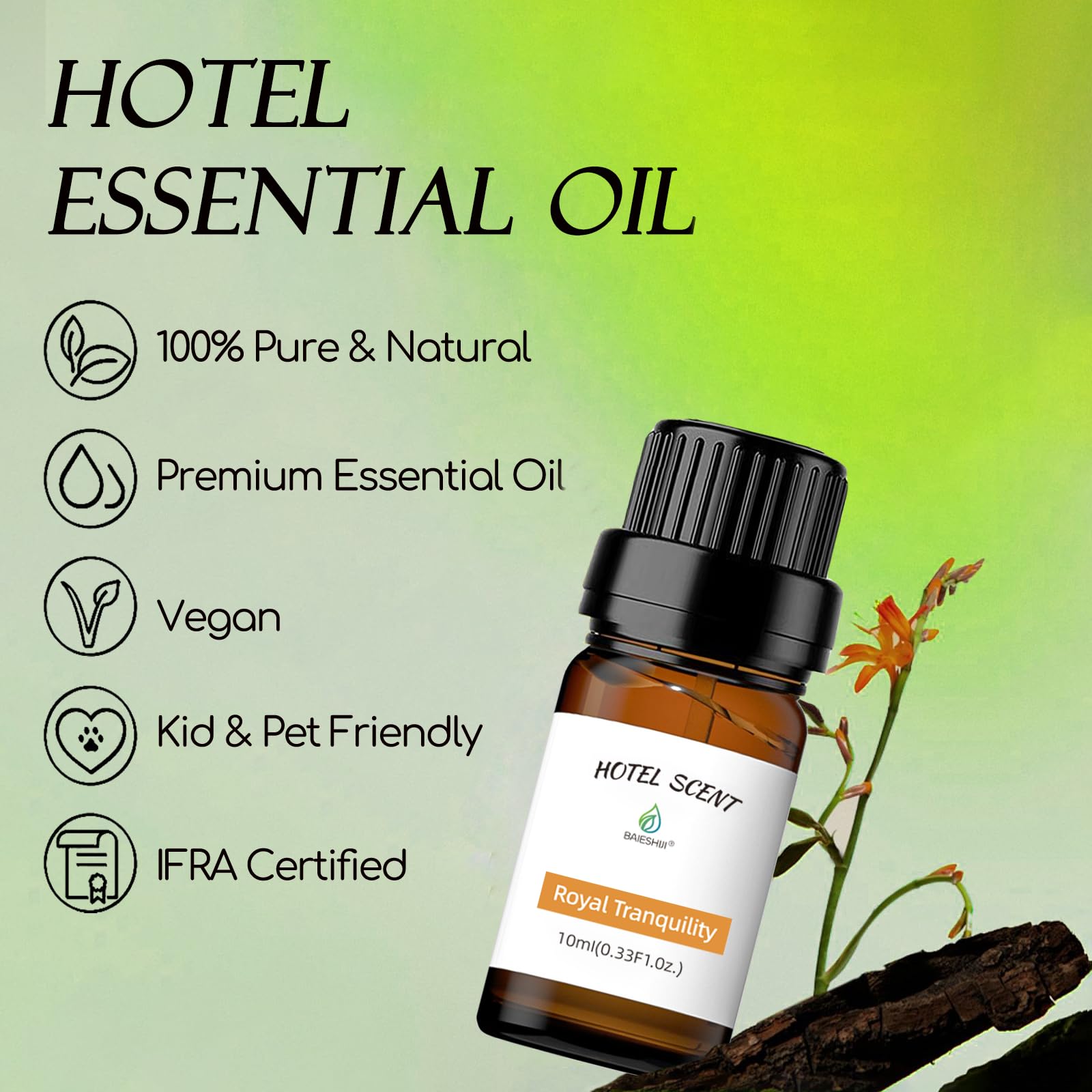 BAIESHIJI pure essential oil no additives offers authentic aroma for long-lasting diffusion.