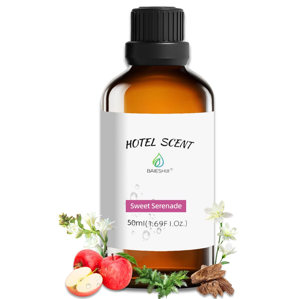BAIESHIJI Sweet Serenade bottle closeup showcases pure essential oil for long-lasting home fragrance.