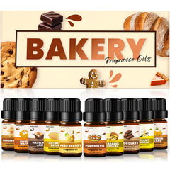 Bakery Essential Oils Set packaging with 10 x 5ml fragrance bottles