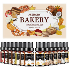 Bakery Essential Oils Set – 14 scents displayed in bottle set