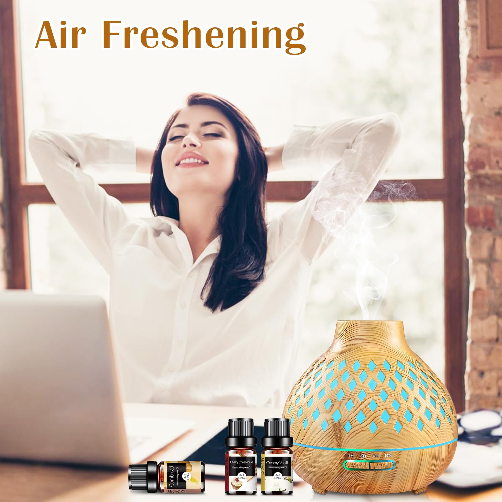 Diffuser aromatherapy with bakery essential oils in bottles