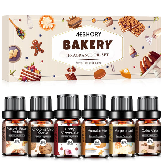 Bakery Essential Oils Set 6x10ml bottles displayed