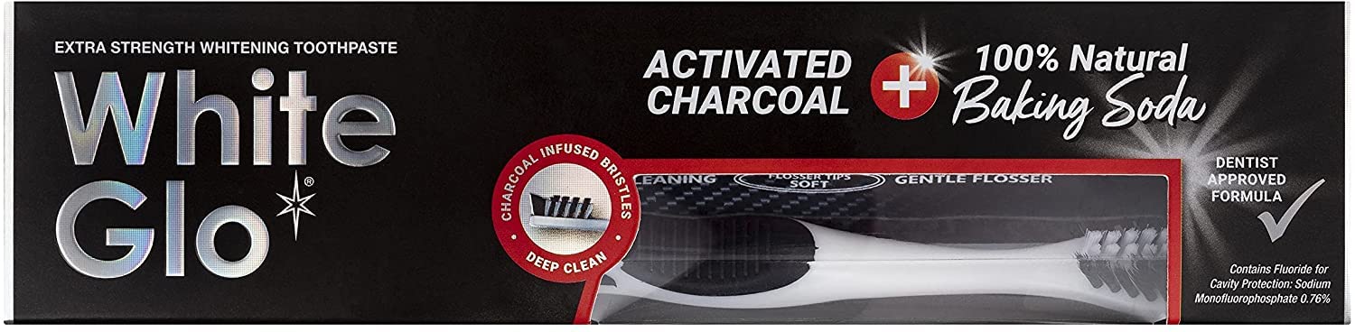Close-up of baking soda whitening action