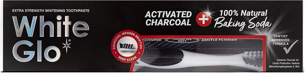 Close-up of baking soda whitening action