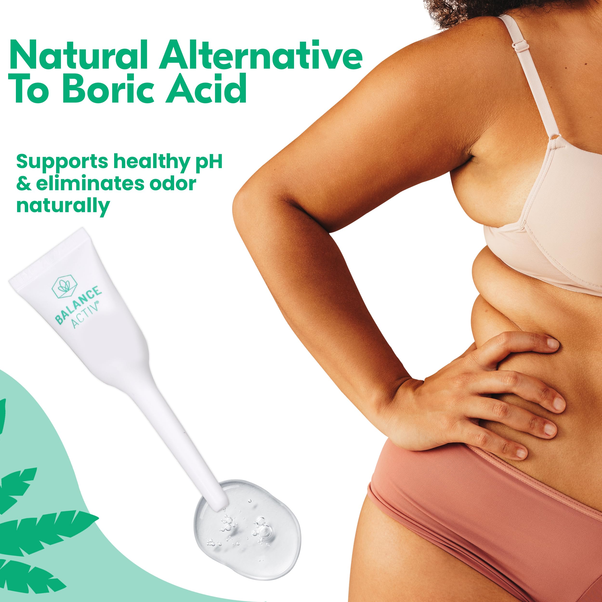 Balance Activ Odor Relief applicator imagery highlights precise, comfortable application.