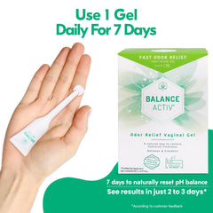 Balance Activ Odor Relief in a bathroom scene suggests confident daily use.