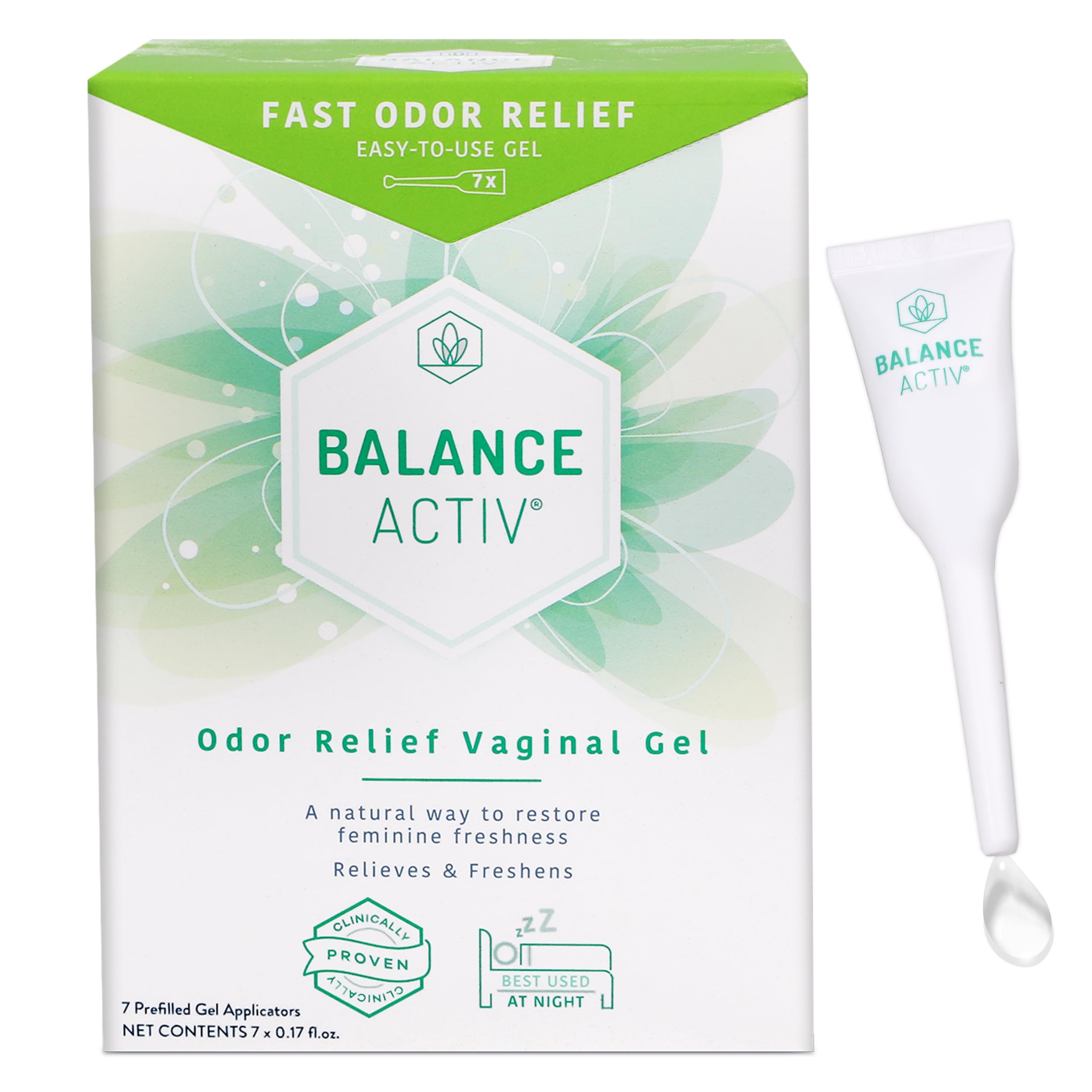 Balance Activ Odor Relief compact-pack image conveys discreet, portable care.