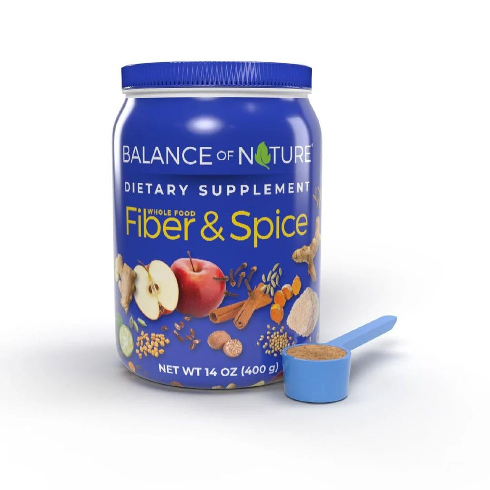 Balance of Nature Fiber & Spice psyllium husk powder ready to mix for daily fiber