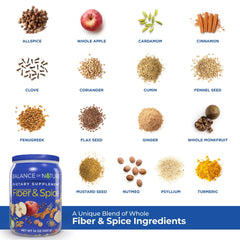 Balance of Nature Fiber & Spice spice blend with turmeric and herbs visible