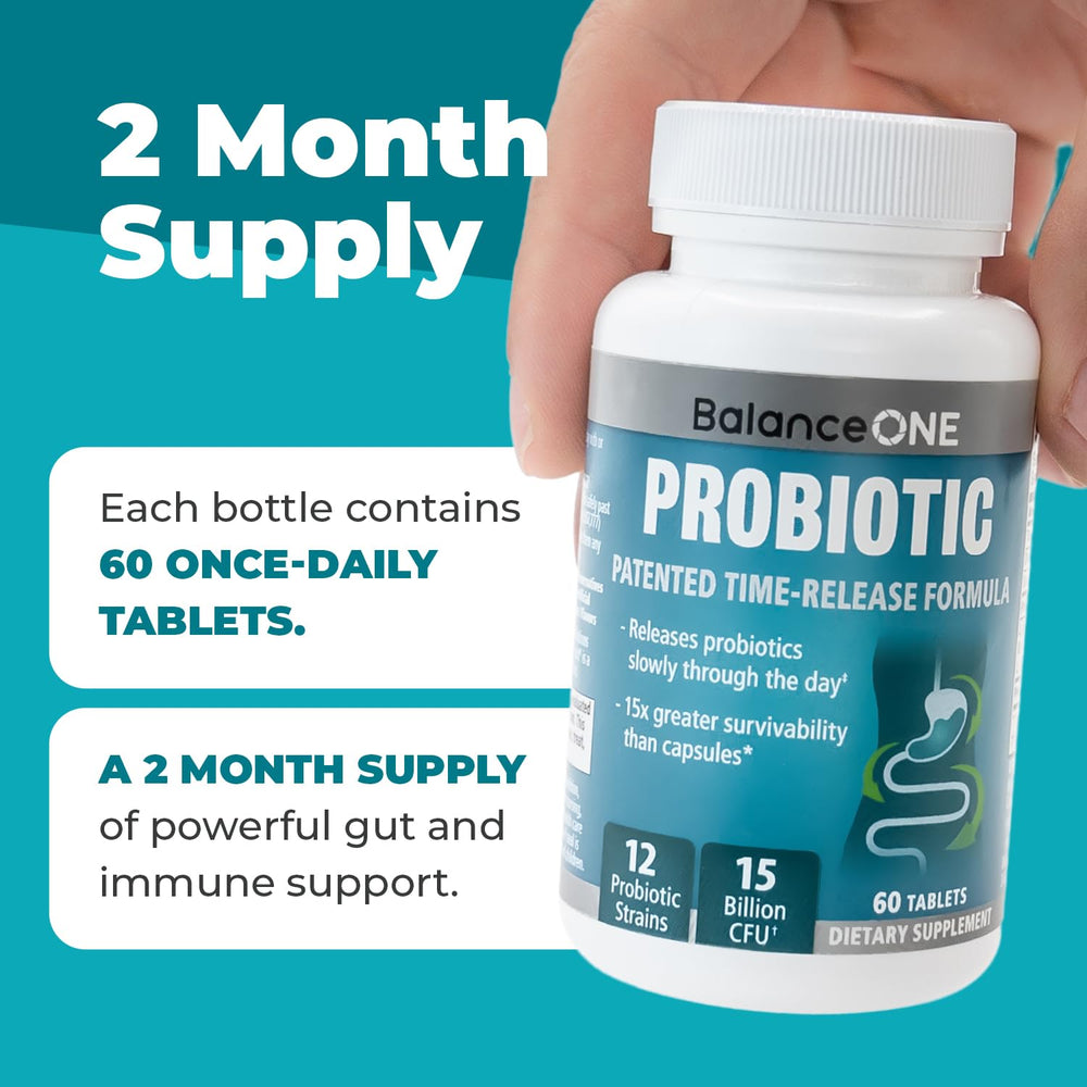 Time-release probiotic tablet close-up
