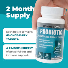Time-release probiotic tablet close-up